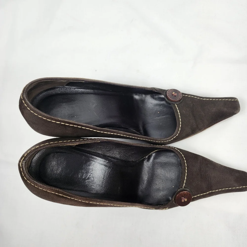 Prada Brown Leather Heels Women's Prada Size 36 US 6 - Picture 5 of 9